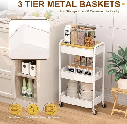 3 Tier Metal Utility Cart, Rolling Storage Cart - Image 5