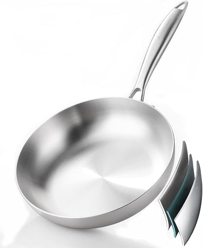 DELARLO Whole body Tri-Ply Stainless Steel 8inch Small Frying Pan, Chef's Pans by DELARLOCOOKWARE
