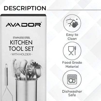 Avador® Premium Set of 10 Stainless Steel Kitchen Tool Set - Image 3