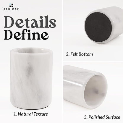Radicaln Marble Utensil Holder 6.5" Inches White Handmade Spoon Holder - Image 5