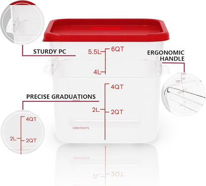6 Pack 6 Quart Square Clear Food Storage Containers - Image 5
