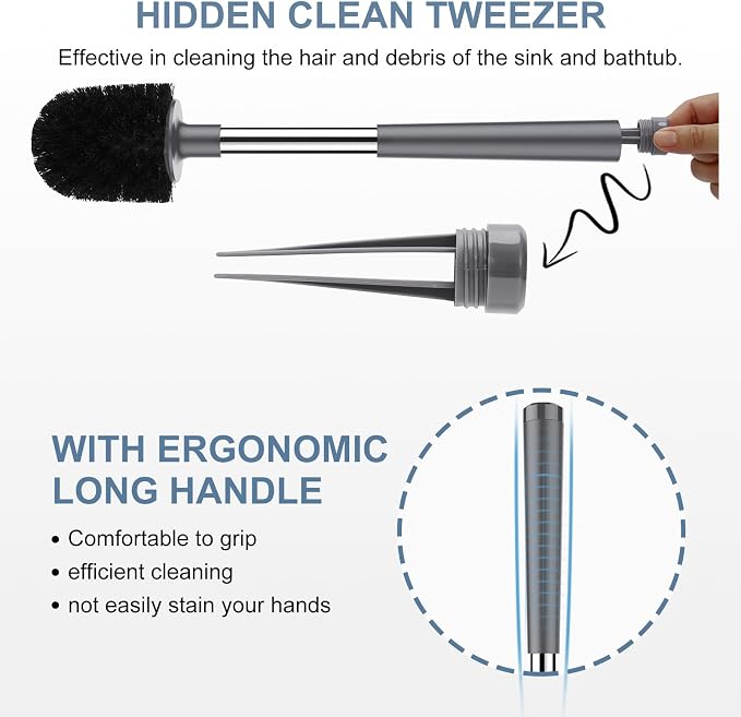 SetSail Toilet Brush and Holder, Self Closing Lid Toilet Bowl Brushes Holder - Image 3