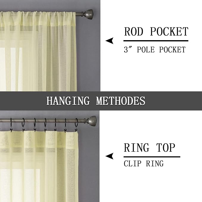 Tollpiz Sheer Curtains Linen Textured Living Room Curtain Sheers Light - Image 5