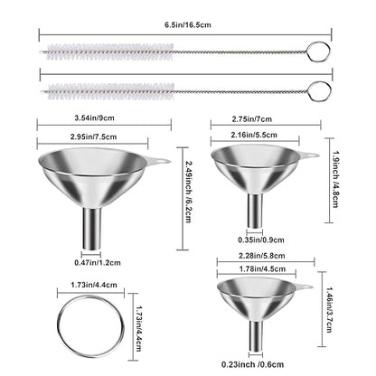 Metal Stainless Steel Funnel, Large Medium Small Funnel Set of 3, Food Grade - Image 2