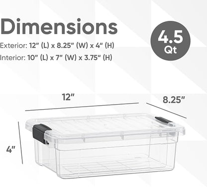 Superio Storage Bins with Lids- 4 Pack, 4.5 Qt Clear Boxes - Image 2