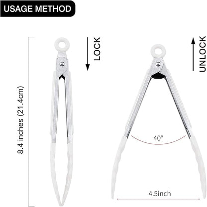7 inch Cooking Tongs, MSY BIGSUNNY Set of 3 Mini Kitchen Tongs Silicone Serving - Image 2