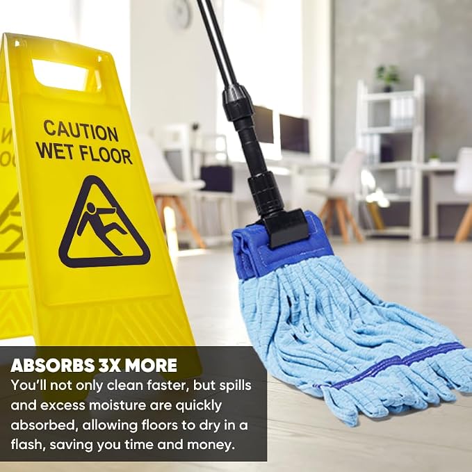 Commercial Mop Head Replacement – 1 Pack Blue Medium Microfiber Tube Mop | - Image 5