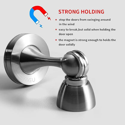 YAGU Silver Door Stopper 4 Pack Magnetic Door Stops Zinc Alloy Brushed Nickel - Image 3