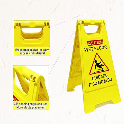 3-Pack Caution wet floor sign, 24 in. Height, Bright Yellow Double-Sided - Image 3