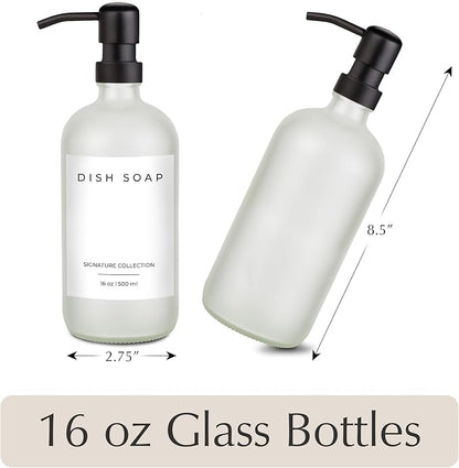 Emerson Essentials Glass Soap Bottle Dispensers, 2 Pack, Stainless-Steel Pumps - Image 2