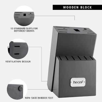 hecef Kitchen Knife Block Set, 14 Pieces Knife Set - Image 4