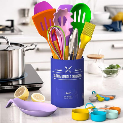 Umite Chef Kitchen Cooking Utensils Set, Wooden Handle Silicone Kitchen Gadgets - Image 5