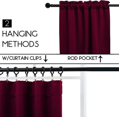Pickluc Burgundy Cafe Curtain 36 Inches Length, Rod Pocket Small Kitchen Curtain - Image 3