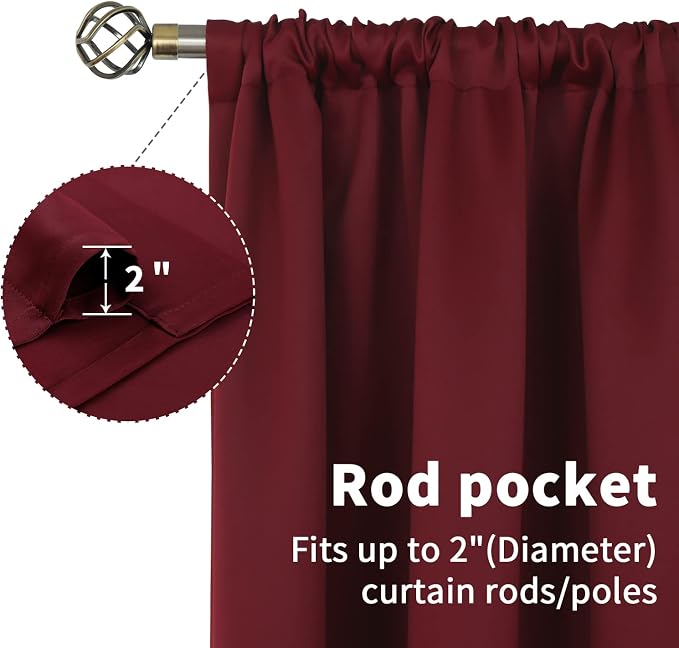 BGment Burgundy Blackout Curtains - Image 5