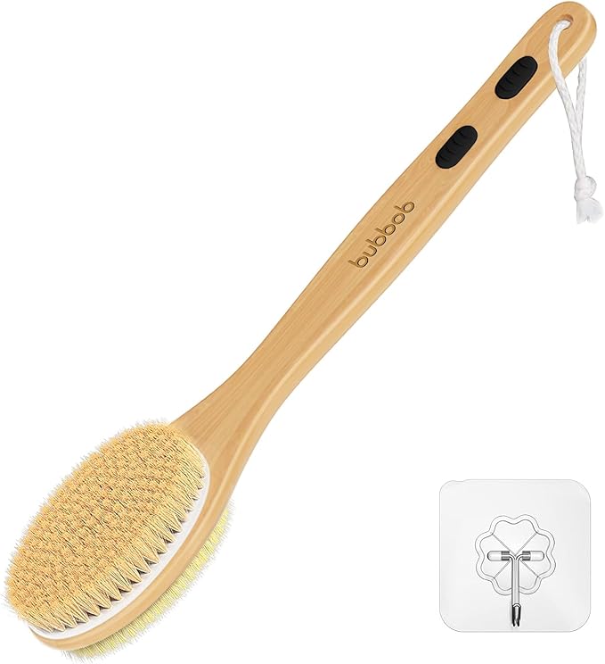 Back Scrubber for Shower,Bath Brush with Long Handle,Bath Brush Body Exfoliator for Wet or Dry Brushing,Men and Women (Black)