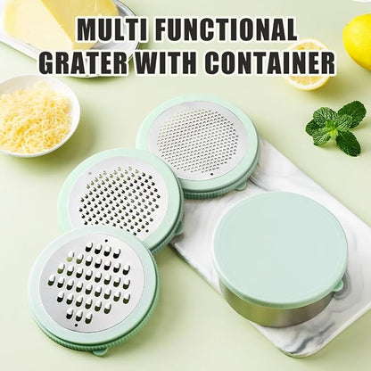 Cheese Grater with Container & Lid, Handheld Grater Bowl - Image 4