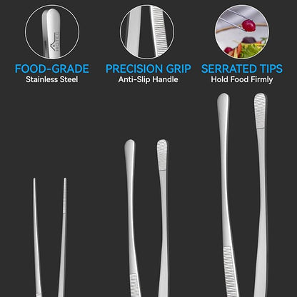 HOTEC Kitchen Tweezers Tongs Stainless Steel Professional Chef Tweezers - Image 6