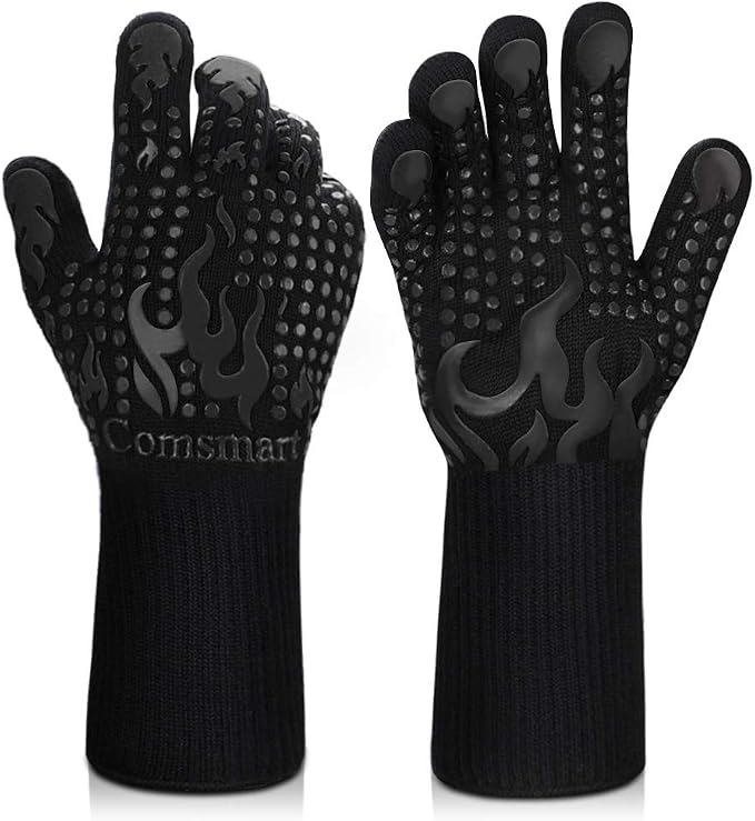 Comsmart BBQ Gloves, 1472 Degree F Heat Resistant Grilling Gloves Silicone by Comsmart