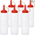 Condiment Squeeze Bottles Ketchup Dispenser, 6 Pack 8oz Squeeze Bottles for Liquids, Plastic Sauce Bottle with Cap Lid, Squirt Bottles for Sauces Liquids BBQ Dressing Pancake Art
