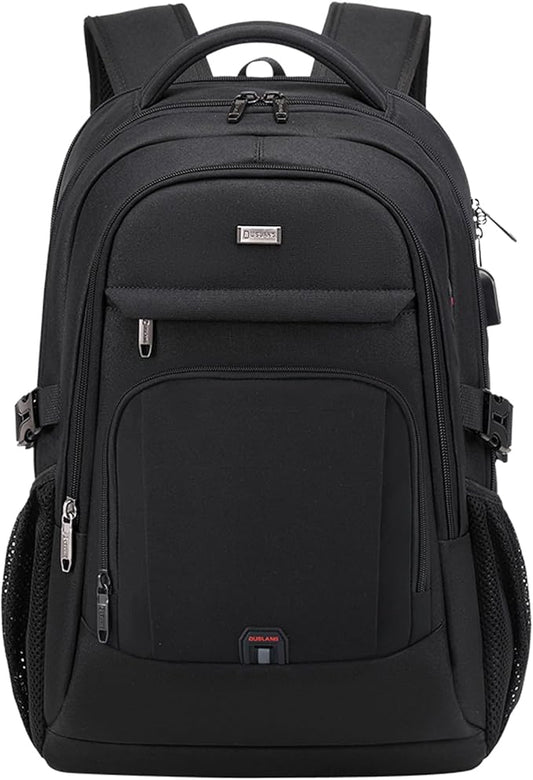 DUSLANG 17 Inch Laptop Backpack for Travel Water Resistant College Backpack for Men Women Laptop Bag with USB Charging Port,Black