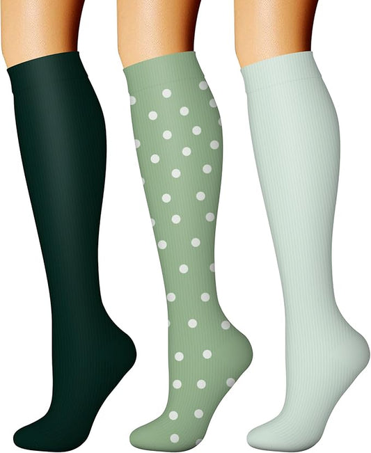 CHARMKING Compression Socks for Women & Men Circulation (3 Pairs) 15-20 mmHg is Best Support for Athletic Running Cycling