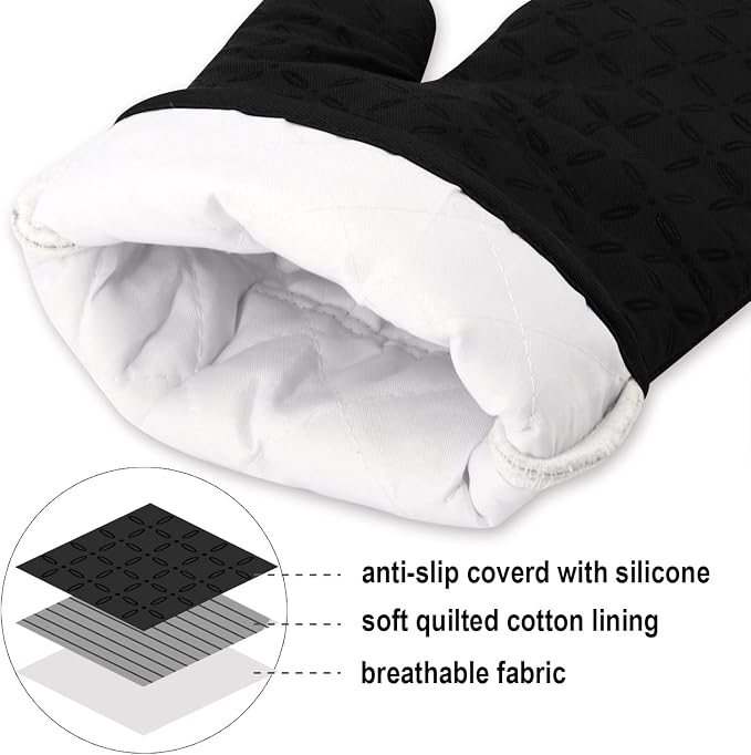 KEGOUU Oven Mitts and Pot Holders 6pcs Set, Kitchen Oven Glove High Heat - Image 3