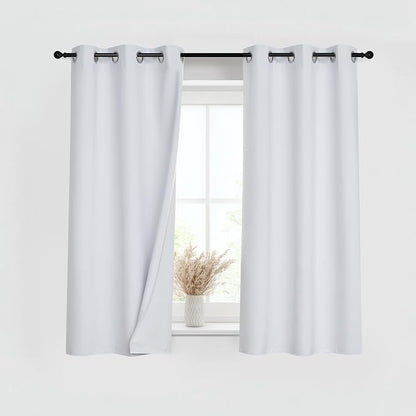 PONY DANCE White 100% Blackout Short Curtains by PONYDANCE
