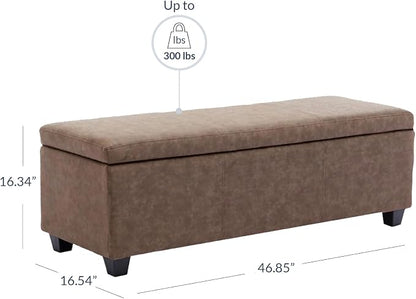 BELLEZE Storage Faux Leather Ottoman, 47 Inch Bench Bedroom Bench - Image 10