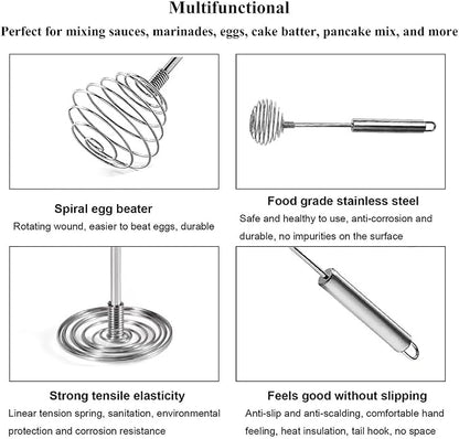 Stainless Steel Spring Coil Whisk 1 Pack, Wire Whip Egg Beater, Kitchen - Image 4