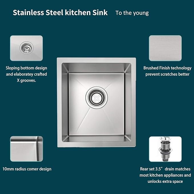 TORVA 30-Inch Undermount Kitchen Sink, Premium 304 Stainless Steel Bar Sink - 10 Inches Deep Basin Single Bowl Sink