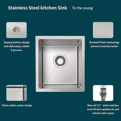 TORVA 30-Inch Undermount Kitchen Sink, Premium 304 Stainless Steel Bar Sink - 10 Inches Deep Basin Single Bowl Sink
