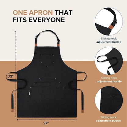 Cotton Canvas Apron for Women & Men – Adjustable Neck Strap & Waist Ties - Image 4