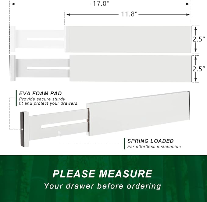 4 Pack Bamboo Drawer Dividers, Adjustable Length from 12 Inch to 17 Inch - Image 7