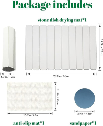 Dish Drying Mat, Diatomaceous Earth Absorbent Quick-Dry, Collapsible Stone - Image 6