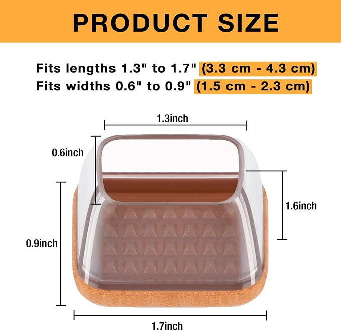 24 Pcs Rectangle Chair Leg Floor Protectors, Silicone Chair Leg Protectors - Image 4