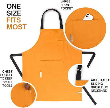 Cotton Canvas Apron for Women & Men – Adjustable Neck Strap & Waist Ties - Image 3