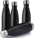 MEWAY 17oz Sport Water Bottle 4 Pack Vacuum Insulated Stainless Steel Leak-Proof Double Wall Cola Shape Water Bottle,Keep Drinks Hot & Cold (Black,4 Pack)