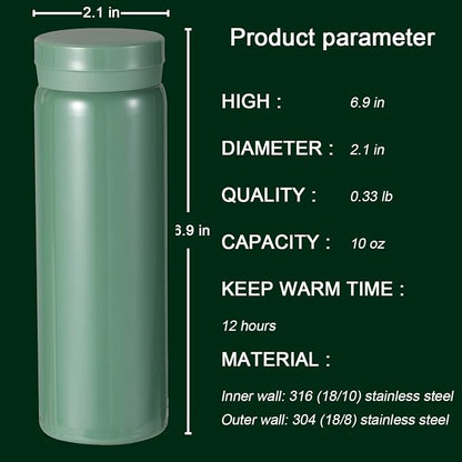 10oz Mini Water Bottle Stainless Steel Thermos Small Flask - Image 2