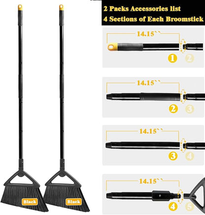 Heavy Duty Broom Outdoor and Indoor, 2 Pack Commercial Angle Brooms - Image 9