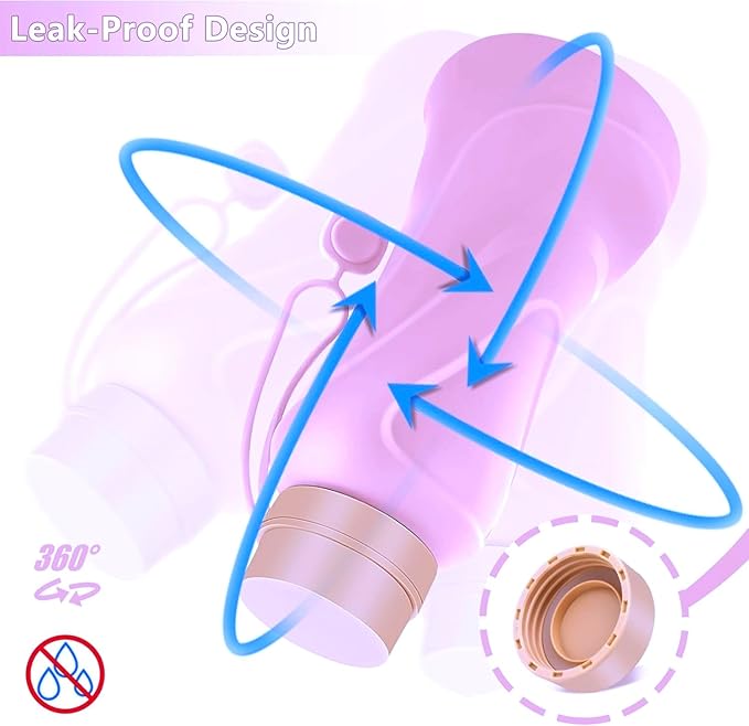 Collapsible Water Bottles,650ml,Leak Proof,Reuseable BPA Free Silicone Foldable Water Bottles,Durable Lightweight for Travel Gym Camping Hiking,Compact Size Portable Sports Water Bottle (Purple)