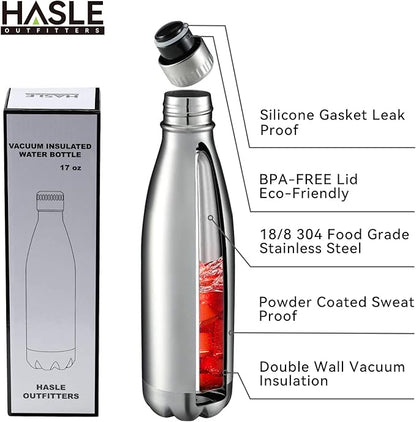 HASLE OUTFITTERS 17oz Stainless Steel Water Bottles Bulk, Vacuum Insulated - Image 2