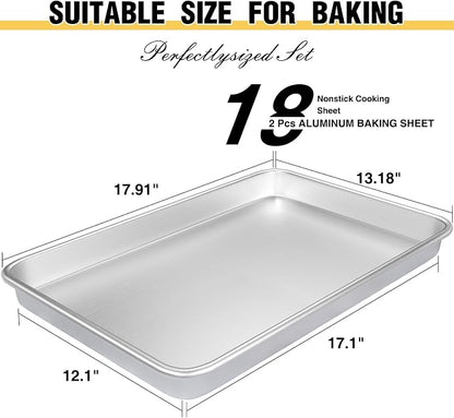 Commercial Quality Baking Sheet Pan Set, Natural Aluminum Cookie Sheet - Image 8