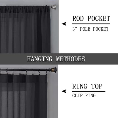 Tollpiz Short Sheer Curtains Linen Textured Bedroom Curtain Sheers Light - Image 5
