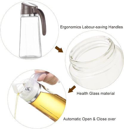 Marbrasse Oil Dispenser for Kitchen, 20 OZ /600ml Leakproof Glass Oil Bottle - Image 4