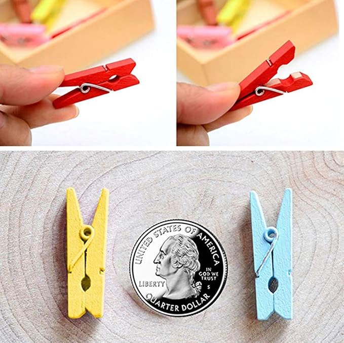 DurReus Tiny Wood Clips Travel Clothespins Miniature Clothes Pins - Image 5