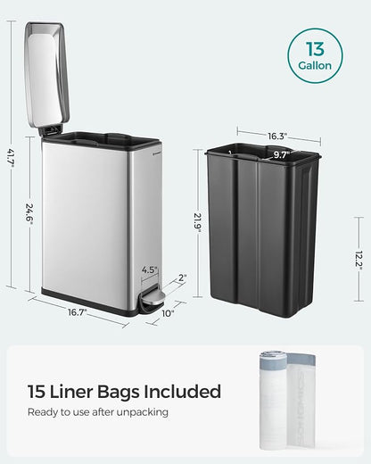 SONGMICS Slim Trash Can, 13-Gallon Garbage Can - Image 6