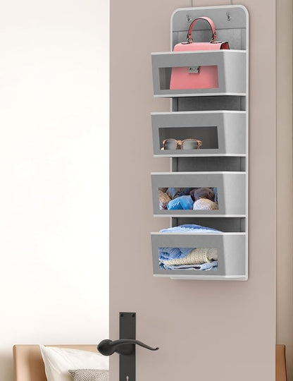 Simple Houseware 4 Clear Window Pocket Over Closet Door Storage Hanging - Image 5
