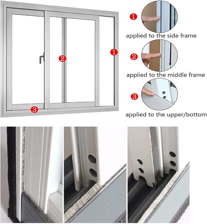 Brush Weatherstrip for Sliding Window Side, Pile Weatherstripping Door Sealers - Image 6