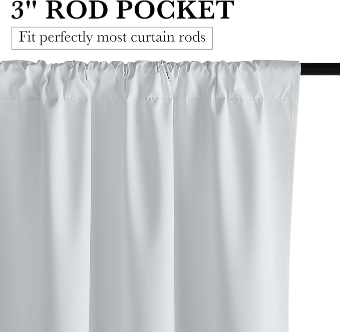 RYB HOME White Short Blackout for Small Window 45 inches Length, Thermal - Image 2