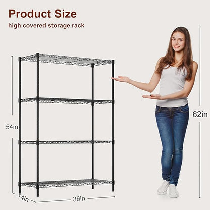 BestOffice | 4-Tier Wire Storage Shelves | 36x14x54 | Black | - Image 3